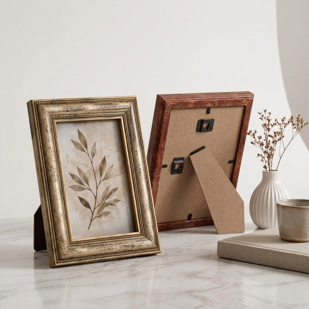 Qaircmel™ Vintage Gallery Picture Frames Set of 2 – 5x7 Decorative Photo Frames, Antique Nordic Tabletop & Wall Home Decor