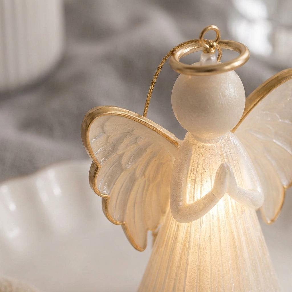 Qaircmel™ Luminous Angel Hanging Ornament – Battery Operated LED Angel Decor with Hanging Cord for Window & Home Accent