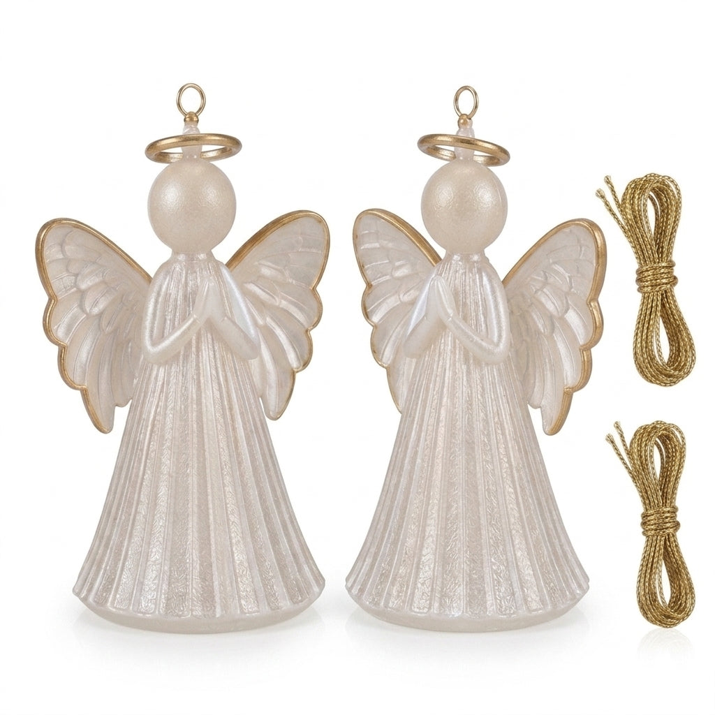 Qaircmel™ Luminous Angel Hanging Ornament – Battery Operated LED Angel Decor with Hanging Cord for Window & Home Accent