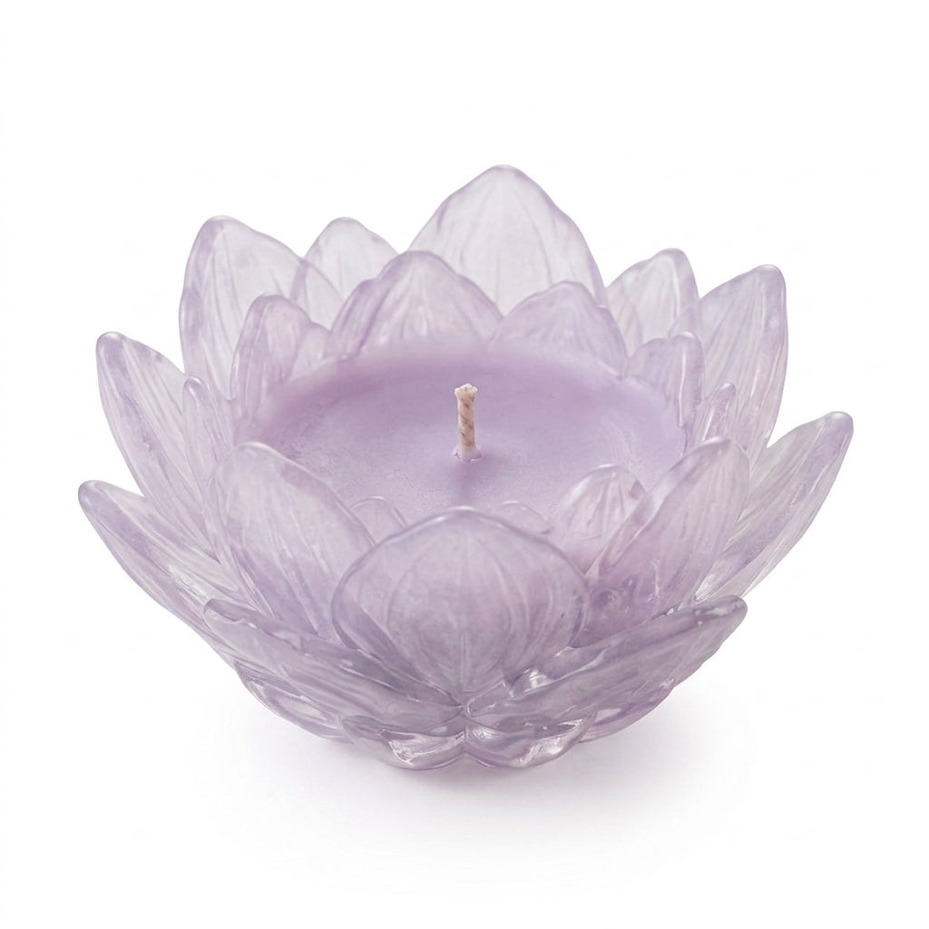 Qaircmel™ Lotus Petal Scented Candle – Decorative Floral Soy Wax Blend Candle in Sculpted Ceramic Petal Vessel